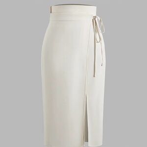 Commense Chic Off-White Wrap Skirt